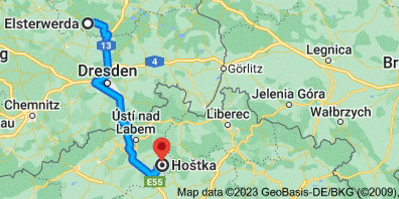 Partnerstadt Hostka auf de Karte